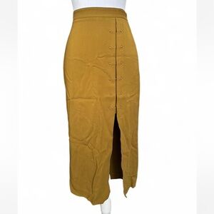 ALC pierced yellow ochre midi skirt
